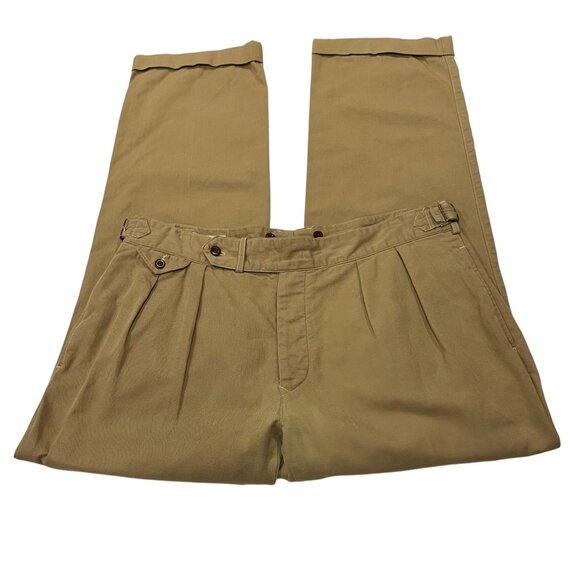 Polo Ralph Lauren Officer Pleated Trousers with Suspender Buttons, Khaki, 38 - Picture 7 of 10
